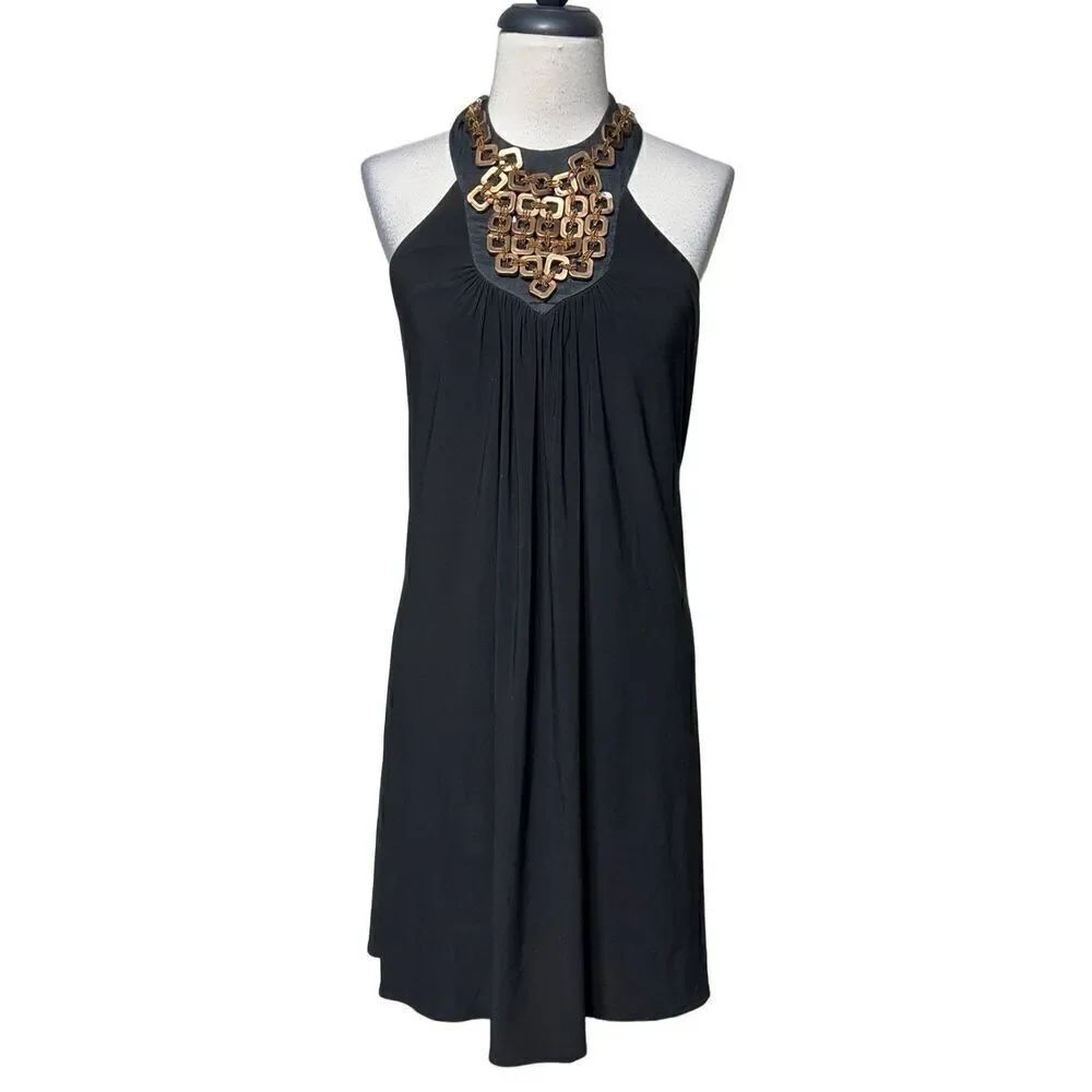 Linda Segal Vintage Summer Dress Enbellished Halter Mini Dress Size M